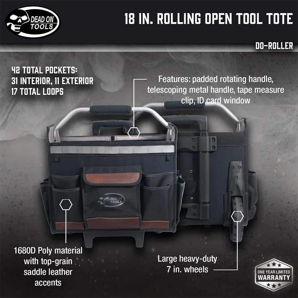 DEAD ON TOOLS 18 in. Rolling Tool Tote with Extended Handle 4 DEAD ON TOOLS 18 in. Rolling Tool Tote with Extended Handle - Image 2