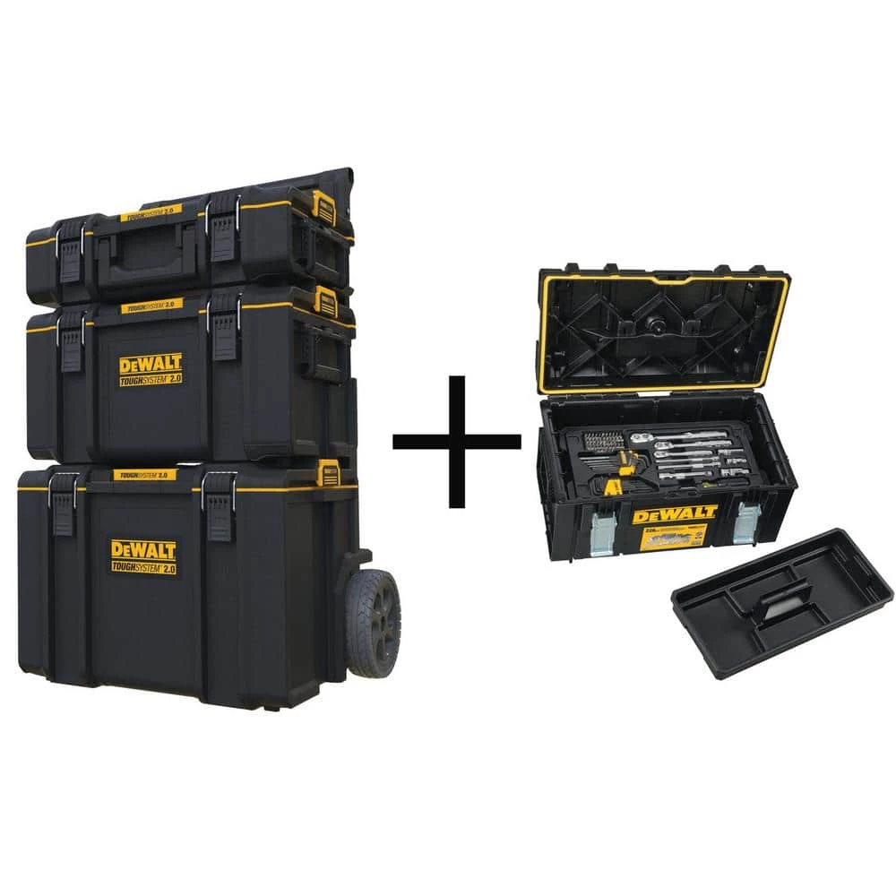 DEWALT TOUGHSYSTEM 2.0 Small Tool Box with Bonus Medium Tool Box, Mobile Tool Box and Mechanic Tool Set (226-Piece) w/ Tool Box 3 DEWALT TOUGHSYSTEM 2.0 Small Tool Box with Bonus Medium Tool Box, Mobile Tool Box and Mechanic Tool Set (226-Piece) w/ Tool Box
