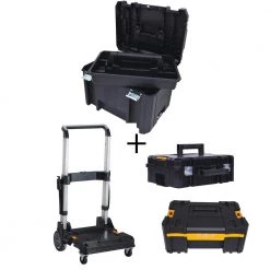 DEWALT TSTAK VI 17 in. Tool Box, TSTAK II Tool Box, TSTAK III Organizer and Trolley Storage System Combo Set (4 Components)