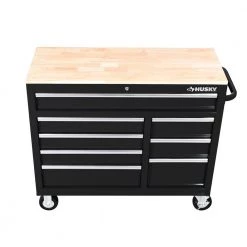 Husky 42 in. W x 18.1 in. D 8-Drawer Black Mobile Workbench Cabinet with Solid Wood Top -Tool Storage Online Shop black husky mobile workbenches h42mwc8blk a0 1000