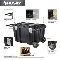 Husky 37 in. Rolling Tool Box Utility Cart Black -Tool Storage Online Shop black husky portable tool boxes 209261 1d 1000