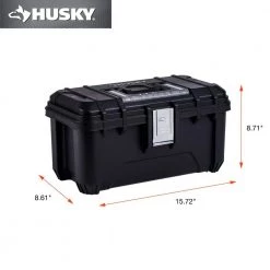 Husky 16 in. Black Plastic Portable Tool Box with Metal Latches -Tool Storage Online Shop black husky portable tool boxes 235574 40 1000