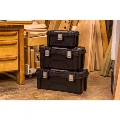 Husky 16 in. Black Plastic Portable Tool Box with Metal Latches -Tool Storage Online Shop black husky portable tool boxes 235574 76 1000