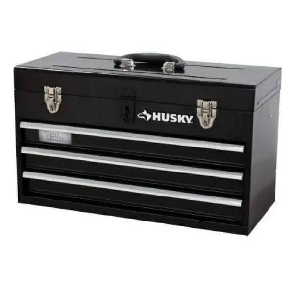 Husky 8.80 in. 3-Drawer Portable Tool Box with Tray 4 Husky 8.80 in. 3-Drawer Portable Tool Box with Tray - Image 2