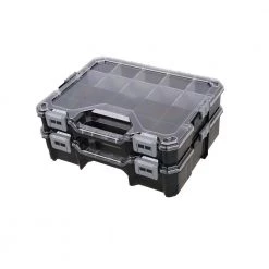 Husky 36-Compartment Interlocking Small Parts Organizer in Black (2-Pack)
