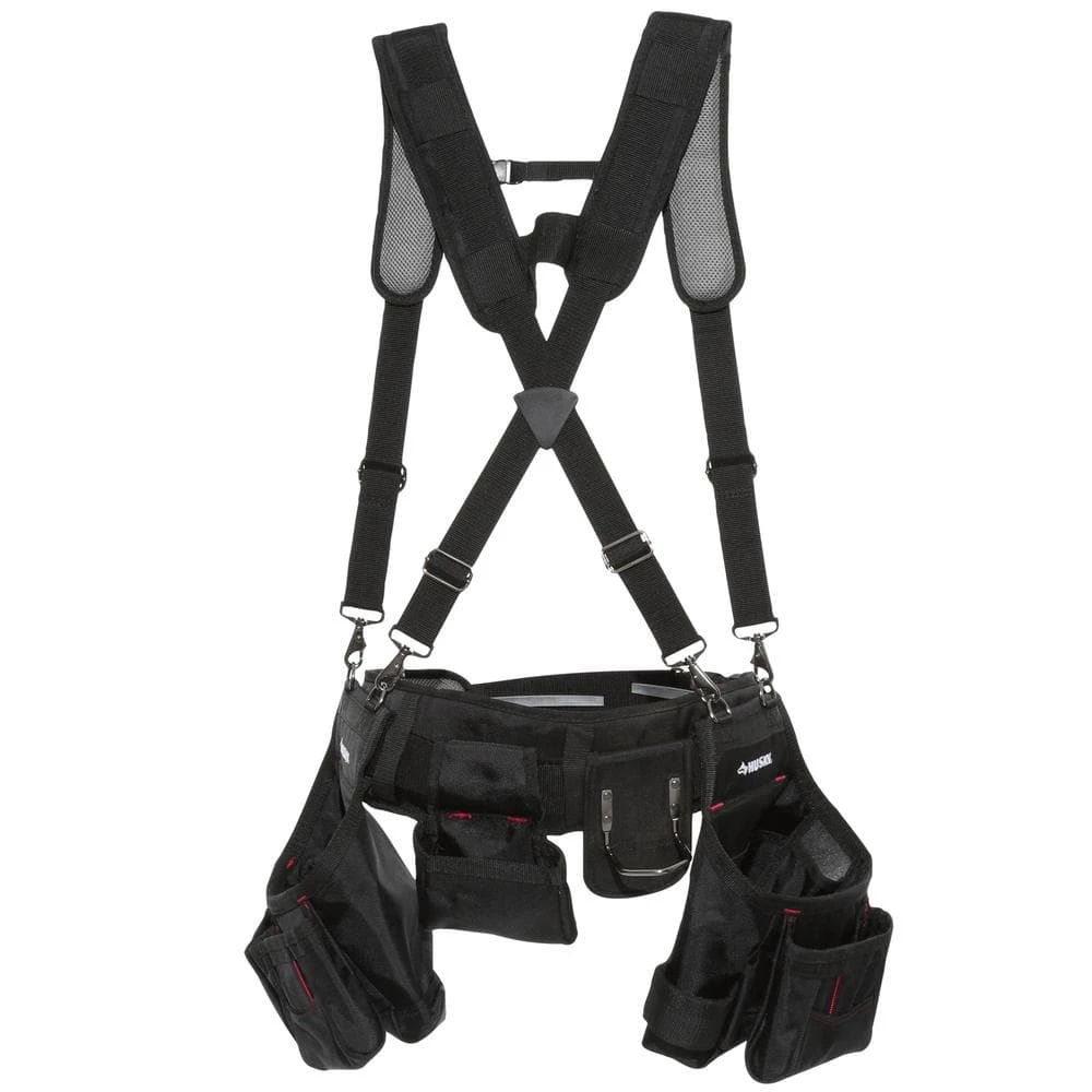 Husky 2-Bag 18 -Pocket Black Framer's Suspension Rig Work Tool Belt with Suspenders 9 Husky 2-Bag 18 -Pocket Black Framer's Suspension Rig Work Tool Belt with Suspenders - Image 7