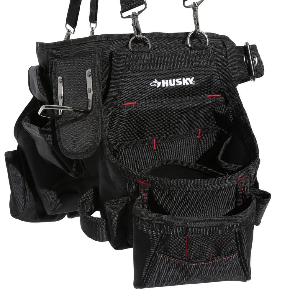 Husky 2-Bag 18 -Pocket Black Framer's Suspension Rig Work Tool Belt with Suspenders 13 Husky 2-Bag 18 -Pocket Black Framer's Suspension Rig Work Tool Belt with Suspenders - Image 11