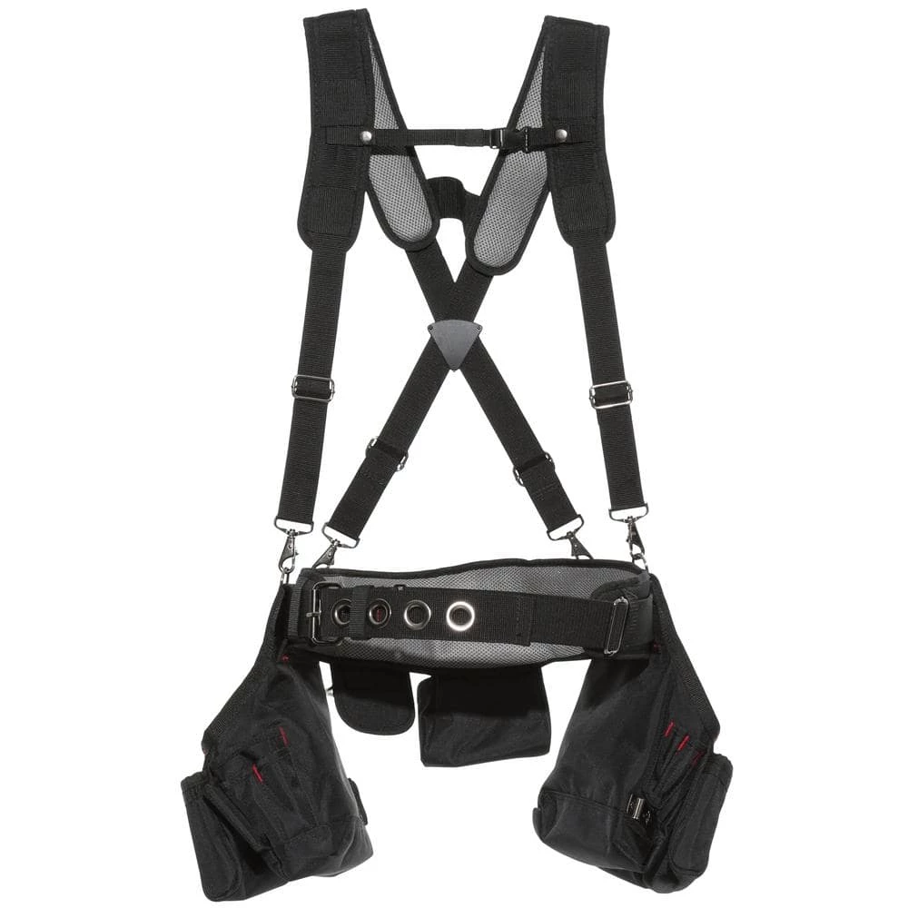 Husky 2-Bag 18 -Pocket Black Framer's Suspension Rig Work Tool Belt with Suspenders 4 Husky 2-Bag 18 -Pocket Black Framer's Suspension Rig Work Tool Belt with Suspenders - Image 2