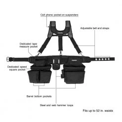 Husky 16-Pocket Black Carpenter's Tool Belt with Suspenders 13 Husky 16-Pocket Black Carpenter's Tool Belt with Suspenders -Tool Storage Online Shop black husky tool belts hd00144 40 1000