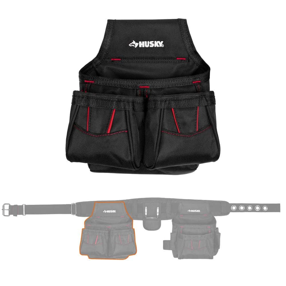 Husky 2-Bag 10-Pocket Black Contractor's Work Tool Belt 7 Husky 2-Bag 10-Pocket Black Contractor's Work Tool Belt - Image 5