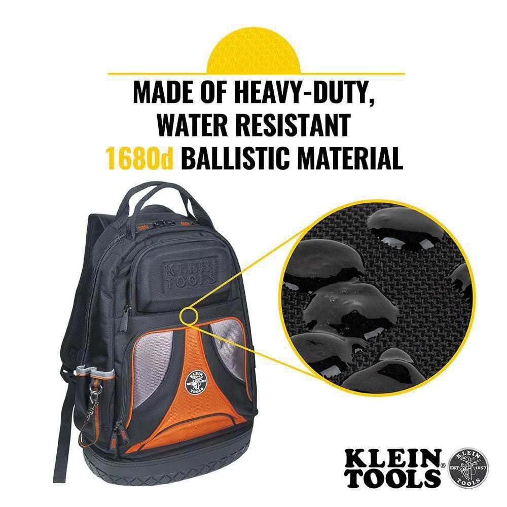 Klein Tools Tradesman Pro Tool Bag Backpack, 39 Pockets, Black, 14-Inch 6 Klein Tools Tradesman Pro Tool Bag Backpack, 39 Pockets, Black, 14-Inch - Image 4