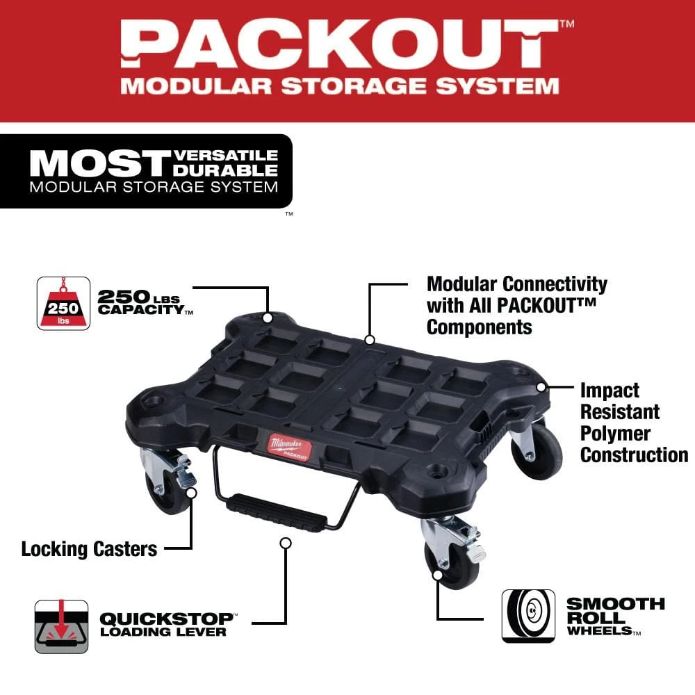 Milwaukee PACKOUT Dolly 24 in. x 18 in. Black Multi-Purpose Utility Cart 4 Milwaukee PACKOUT Dolly 24 in. x 18 in. Black Multi-Purpose Utility Cart - Image 2