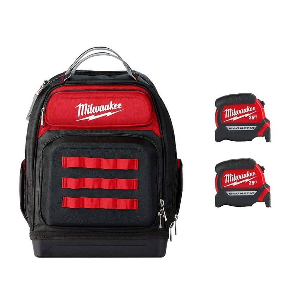 Milwaukee 15 in. Ultimate Jobsite Backpack with 25 ft. x 1 in. Compact Magnetic Tape Measure (2-Pack) 3 Milwaukee 15 in. Ultimate Jobsite Backpack with 25 ft. x 1 in. Compact Magnetic Tape Measure (2-Pack)