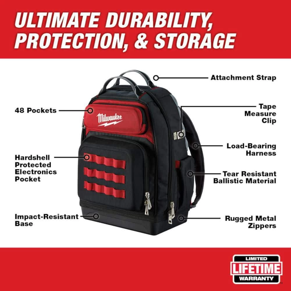 Milwaukee 15 in. Ultimate Jobsite Backpack with 25 ft. x 1 in. Compact Magnetic Tape Measure (2-Pack) 4 Milwaukee 15 in. Ultimate Jobsite Backpack with 25 ft. x 1 in. Compact Magnetic Tape Measure (2-Pack) - Image 2