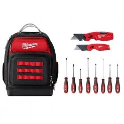 Milwaukee 15 in. Ultimate Jobsite Backpack with Screwdriver and FASTBACK Knife Sets (10-Piece)