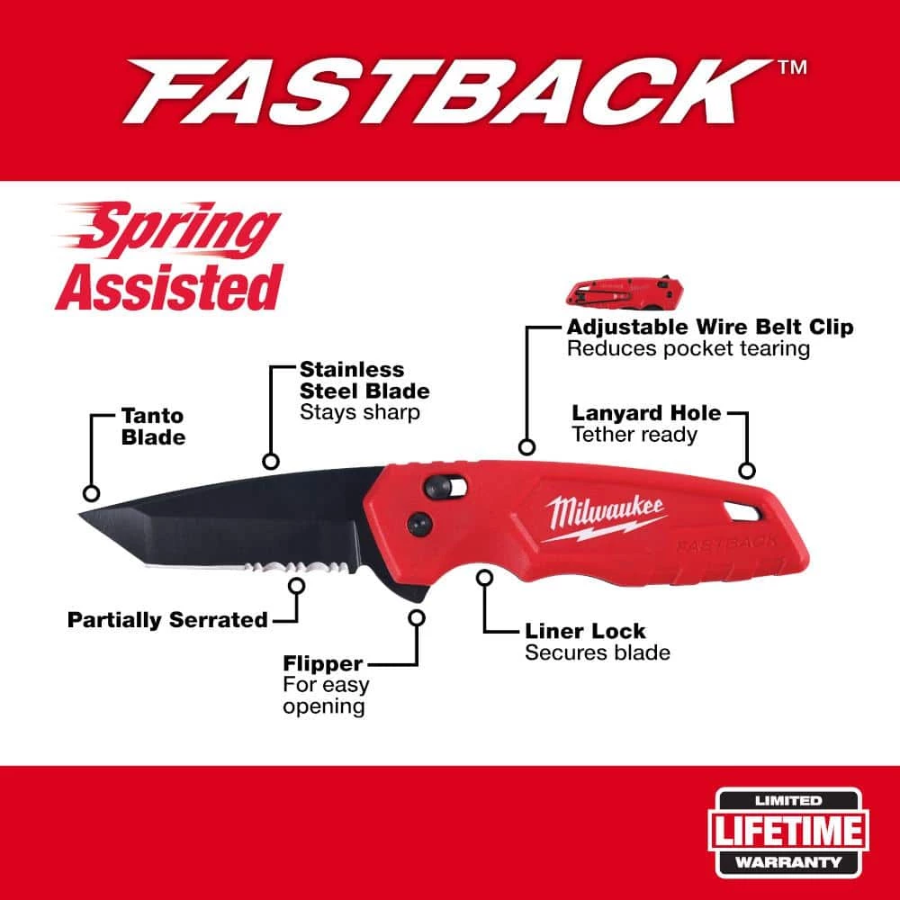 Milwaukee 15 in. Ultimate Jobsite Backpack with FASTBACK Stainless Steel Spring Assisted Folding Knife (2-Piece) 5 Milwaukee 15 in. Ultimate Jobsite Backpack with FASTBACK Stainless Steel Spring Assisted Folding Knife (2-Piece) - Image 3