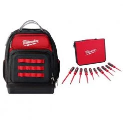 Milwaukee 15 in. Ultimate Jobsite Backpack with 1000-Volt Insulated Screwdriver Set and Case (12-Piece)