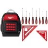 Milwaukee 15 in. Ultimate Jobsite Backpack W/Screwdriver Set W/ 7 in. Rafter Square and 4-1/2 in. Trim Square Set (11-Piece) 1 Milwaukee 15 in. Ultimate Jobsite Backpack W/Screwdriver Set W/ 7 in. Rafter Square and 4-1/2 in. Trim Square Set (11-Piece) -Tool Storage Online Shop black milwaukee tool bags 48 22 8201 mlsq070p 48 22 2718 64 1000