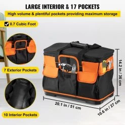 VEVOR 20 in. Rolling Tool Bag 198 lbs. Load Capacity 17-Pockets Bag Oxford Fabric Material with Telescoping Handle -Tool Storage Online Shop black vevor portable tool boxes gjbglgjdyc203usvcv0 44 1000