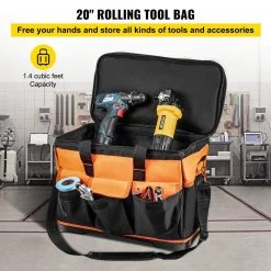 VEVOR 20 in. Rolling Tool Bag 198 lbs. Load Capacity 17-Pockets Bag Oxford Fabric Material with Telescoping Handle -Tool Storage Online Shop black vevor portable tool boxes gjbglgjdyc203usvcv0 4f 1000