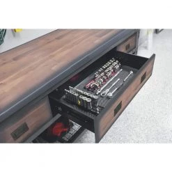 Duramax Building Products 72 in. x 24 in. 3-Drawers Rolling Industrial Workbench and Wood Top -Tool Storage Online Shop brown grey duramax building products mobile workbenches 68001 c3 1000