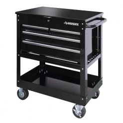 Husky 33 in. W 4-Drawer Mechanics Tool Utility Cart in Gloss Black -Tool Storage Online Shop gloss black husky tool carts houc3304b10 4f 1000