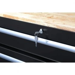 Husky 46 in. W x 24.5 in. D Standard Duty 9-Drawer Mobile Workbench Tool Chest with Solid Wood Top in Gloss Black -Tool Storage Online Shop gloss black with silver trim husky mobile workbenches h46mwc9v2 4f 1000