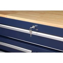 Husky 46 in. W x 24.5 in. D Standard Duty 9-Drawer Mobile Workbench Tool Chest with Solid Wood Top in Gloss Blue -Tool Storage Online Shop gloss blue with silver trim husky mobile workbenches h46mwc9gbv2 1f 1000