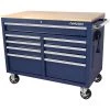 Husky 46 in. W x 24.5 in. D Standard Duty 9-Drawer Mobile Workbench Tool Chest with Solid Wood Top in Gloss Blue -Tool Storage Online Shop gloss blue with silver trim husky mobile workbenches h46mwc9gbv2 64 1000