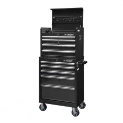 Husky 27 in. W x 18 in. D Standard Duty 11-Drawer Tool Chest and Top Tool Cabinet Combo in Black