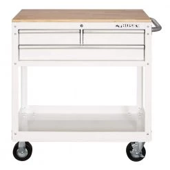 Husky 36 in. 3-Drawer with Solid Wood Top in Gloss White Utility Cart -Tool Storage Online Shop gloss white husky tool carts houc3603bj1 c3 1000