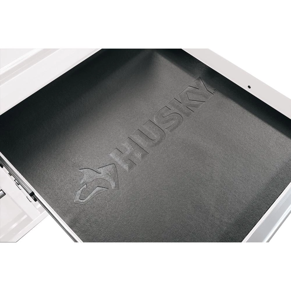 Husky 46 in. W x 24.5 in D Standard Duty 9-Drawer Mobile Workbench Tool Chest with Solid Wood Top in Gloss White 11 Husky 46 in. W x 24.5 in D Standard Duty 9-Drawer Mobile Workbench Tool Chest with Solid Wood Top in Gloss White - Image 9