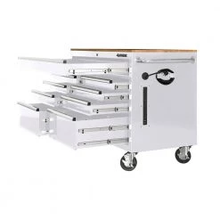 Husky 46 in. W x 24.5 in D Standard Duty 9-Drawer Mobile Workbench Tool Chest with Solid Wood Top in Gloss White 21 Husky 46 in. W x 24.5 in D Standard Duty 9-Drawer Mobile Workbench Tool Chest with Solid Wood Top in Gloss White -Tool Storage Online Shop gloss white with silver trim husky mobile workbenches hotc4609bj6m 4f 1000