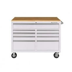 Husky 46 in. W x 24.5 in D Standard Duty 9-Drawer Mobile Workbench Tool Chest with Solid Wood Top in Gloss White 20 Husky 46 in. W x 24.5 in D Standard Duty 9-Drawer Mobile Workbench Tool Chest with Solid Wood Top in Gloss White -Tool Storage Online Shop gloss white with silver trim husky mobile workbenches hotc4609bj6m c3 1000