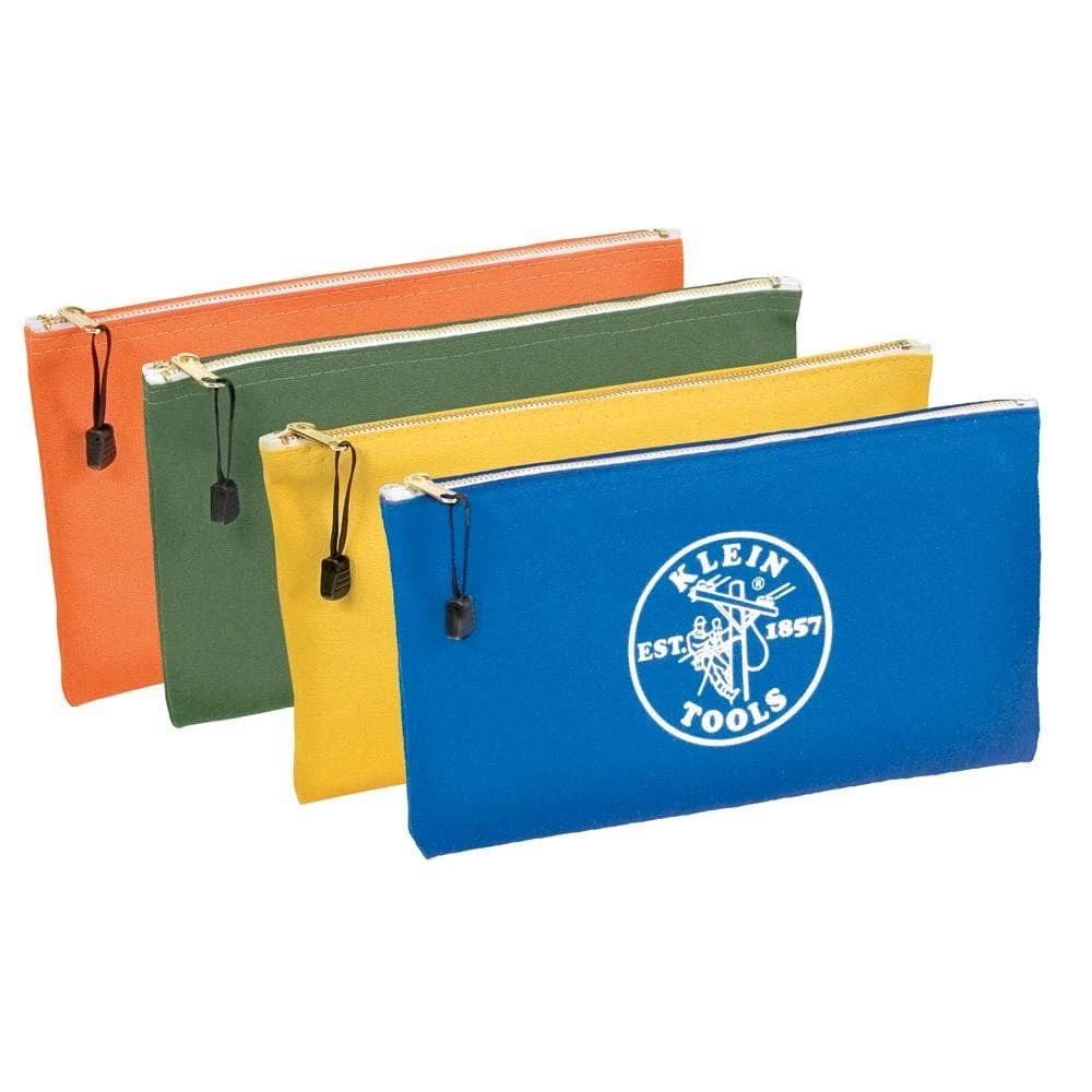 Klein Tools Zipper Bags, Canvas Tool Pouches Olive/Orange/Blue/Yellow, 4-Pack 3 Klein Tools Zipper Bags, Canvas Tool Pouches Olive/Orange/Blue/Yellow, 4-Pack