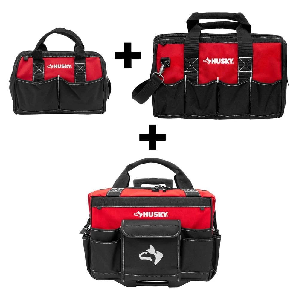 Husky 18 in. Rolling Tool Bag with 18 in. and 12 in. Tool Bags 3 Husky 18 in. Rolling Tool Bag with 18 in. and 12 in. Tool Bags