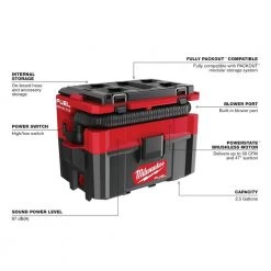 Milwaukee PACKOUT 20 in. 2-Wheel Utility Cart & M18 FUEL PACKOUT 18-Volt Lithium-Ion Cordless 2.5 Gal. Wet/Dry Vacuum (Tool-Only) -Tool Storage Online Shop red black milwaukee modular tool storage systems 48 22 8415 0970 20 1d 1000
