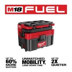 Milwaukee PACKOUT 20 in. 2-Wheel Utility Cart & M18 FUEL PACKOUT 18-Volt Lithium-Ion Cordless 2.5 Gal. Wet/Dry Vacuum (Tool-Only) -Tool Storage Online Shop red black milwaukee modular tool storage systems 48 22 8415 0970 20 40 1000