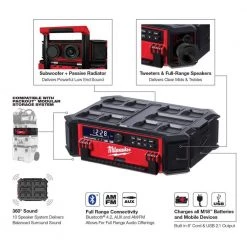 Milwaukee PACKOUT 20 in. 2-Wheel Utility Cart with M18 Lithium-Ion Cordless PACKOUT Radio/Speaker with Built-In Charger -Tool Storage Online Shop red black milwaukee modular tool storage systems 48 22 8415 2950 20 a0 1000