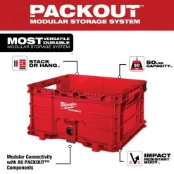 Milwaukee PACKOUT 20 in. 2-Wheel Utility Cart with Large Tool Box and Crate (3-Piece) -Tool Storage Online Shop red black milwaukee modular tool storage systems 48 22 8415 48 22 8425 48 22 8440 1d 1000