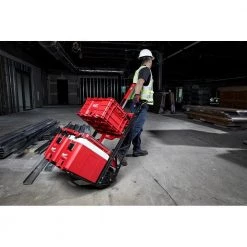 Milwaukee PACKOUT 20 in. 2-Wheel Utility Cart with (3) PACKOUT Tool Storage Crates -Tool Storage Online Shop red black milwaukee modular tool storage systems 48 22 8415 48 22 8440x3 fa 1000