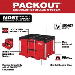 Milwaukee PACKOUT 20 in. 2-Wheel Utility Cart with 2-Drawer Tool Box -Tool Storage Online Shop red black milwaukee modular tool storage systems 48 22 8415 48 22 8442 40 1000