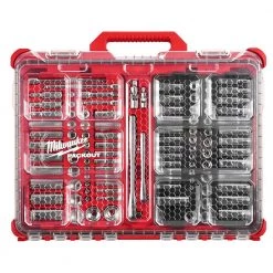 Milwaukee PACKOUT 20 in. 2-Wheel Folding Utility Cart w/3/8 in. and 1/4 in. SAE/Metric Mechanics Set (107-Piece) -Tool Storage Online Shop red black milwaukee modular tool storage systems 48 22 8415 48 22 9486 fa 1000