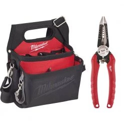 Milwaukee 15-Pocket Electricians Tool Holder with Quick Adjust Belt and 6-in-1 Wire Stripper Pliers