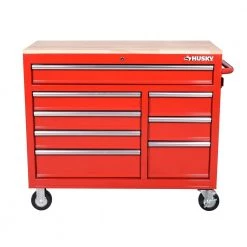 Husky 42 in. W x 18.1 in. D 8-Drawer Red Mobile Workbench Cabinet with Solid Wood Top 16 Husky 42 in. W x 18.1 in. D 8-Drawer Red Mobile Workbench Cabinet with Solid Wood Top -Tool Storage Online Shop red husky mobile workbenches h42mwc8red 40 1000