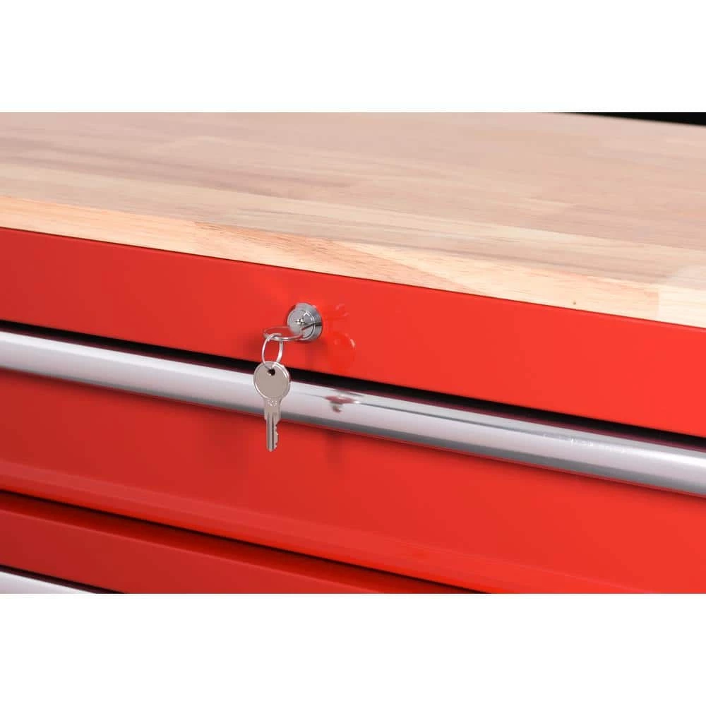Husky 42 in. W x 18.1 in. D 8-Drawer Red Mobile Workbench Cabinet with Solid Wood Top 14 Husky 42 in. W x 18.1 in. D 8-Drawer Red Mobile Workbench Cabinet with Solid Wood Top - Image 12