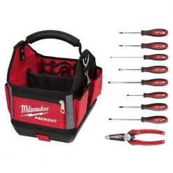 Milwaukee 10 in. PACKOUT Tote with 6-in-1 Wire Strippers Pliers and Screwdriver Set (10-Piece)