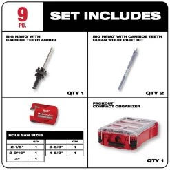 Milwaukee 10 in. PACKOUT Tote BIG HAWG Carbide Hole Saw Kit with PACKOUT Case (9-Piece) 15 Milwaukee 10 in. PACKOUT Tote BIG HAWG Carbide Hole Saw Kit with PACKOUT Case (9-Piece) -Tool Storage Online Shop red milwaukee modular tool storage systems 48 22 8310 49 56 9295 40 1000