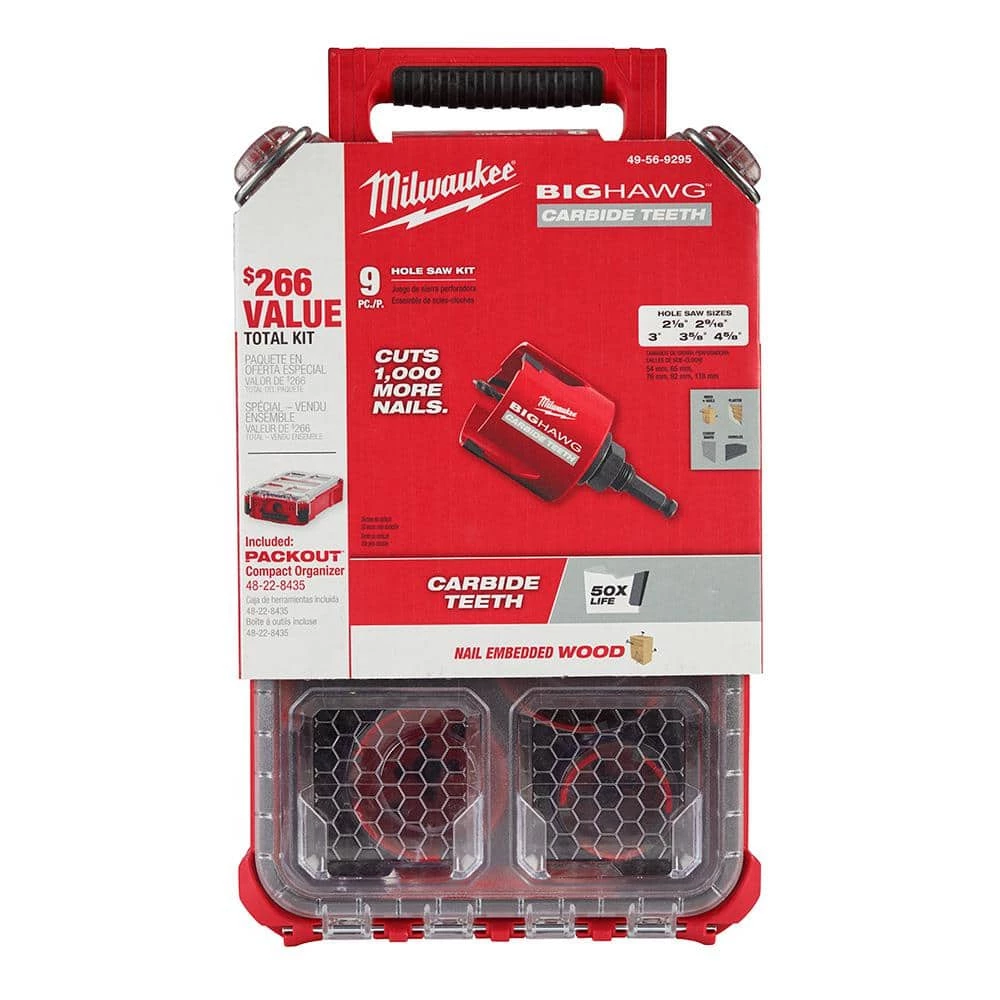 Milwaukee 10 in. PACKOUT Tote BIG HAWG Carbide Hole Saw Kit with PACKOUT Case (9-Piece) 10 Milwaukee 10 in. PACKOUT Tote BIG HAWG Carbide Hole Saw Kit with PACKOUT Case (9-Piece) - Image 8