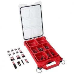 Milwaukee 20 in. PACKOUT Tote with SHOCKWAVE Impact Duty Alloy Steel Screw Driver Bit Set with PACKOUT Case (100-Piece) -Tool Storage Online Shop red milwaukee modular tool storage systems 48 22 8320 48 32 4082 77 1000